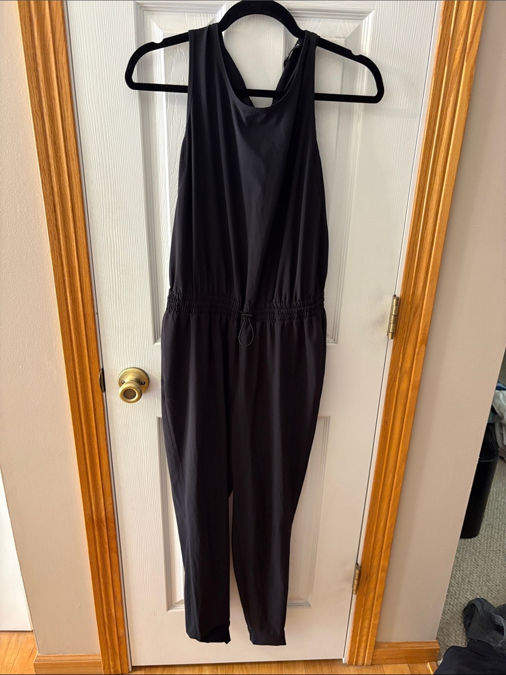 Athleta Black Sleeveless Drawstring Waist Jumpsuit